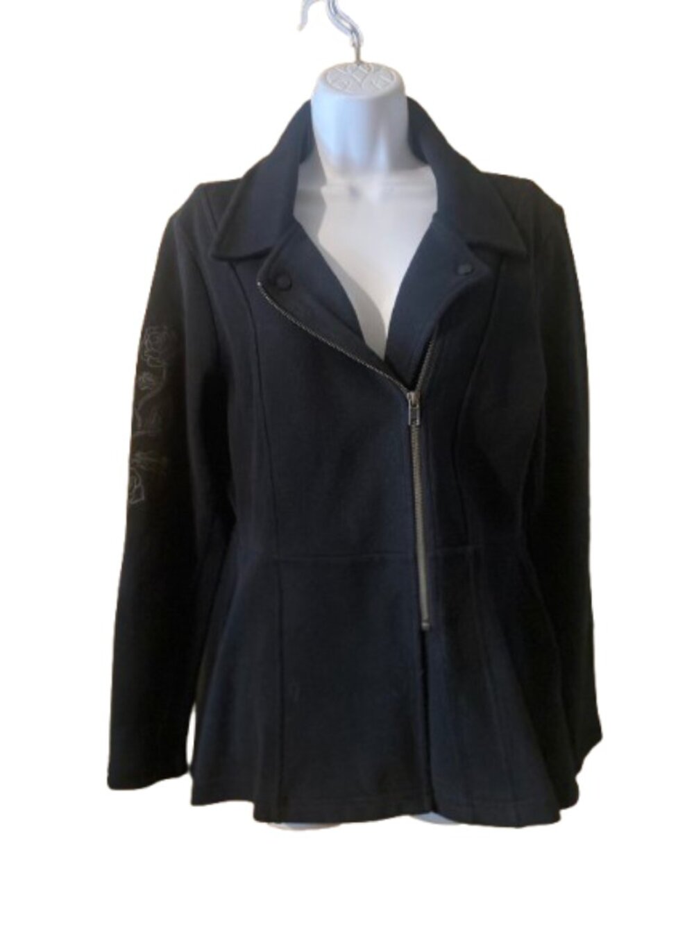 Harley-Davidson Roses Biker Zip Peacoat Black Large